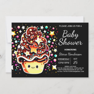 Invitación Moda Moderno quequito Muffin Boy Baby Shower