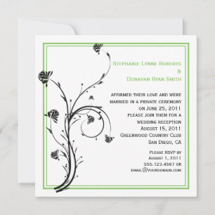 Invitación Moda Moderno Swirls Negro y Verde