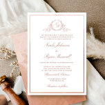 Invitación Moda Monograma formal Terracota Boda de acuarela<br><div class="desc">Deléitese con sus amigos y familiares con esta elegante invitación a la boda, mostrando un exquisito y frondoso monograma botánico con las iniciales de la novia y el novio. Invitación frontal recortada con delgada terracota, arbustos de color agua marco, mientras la parte posterior de la invitación incluye un hermoso lavado...</div>