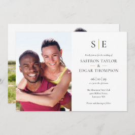 Invitación Moda Monograma Negro Y Oro 2 Boda de fotos