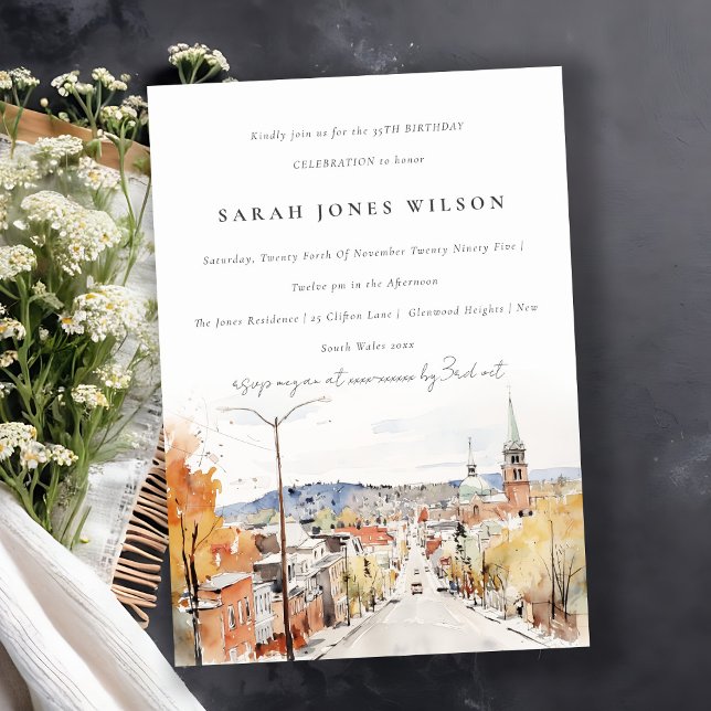 Invitación Moda Montpelier City Scape Vermont Cumpleaños (Subido por el creador)