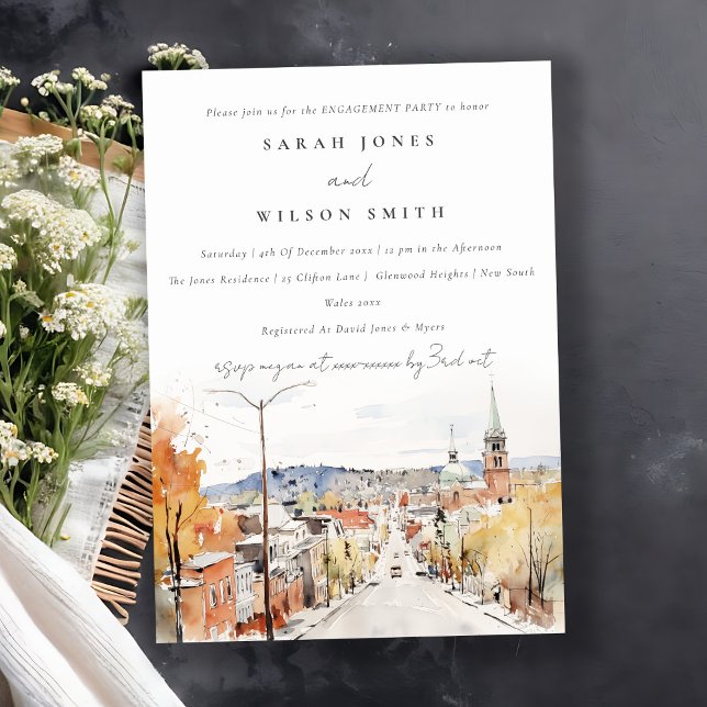 Invitación Moda Montpelier City Scape Vermont Engagement (Subido por el creador)