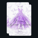 Invitación Moda morada mariposa danza vestido dulce 16<br><div class="desc">Personalizar para cualquier evento</div>