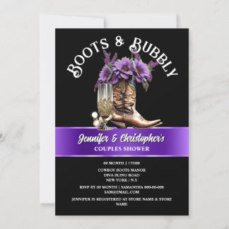 Invitación Moda morada violeta negra de vaquero occidental
