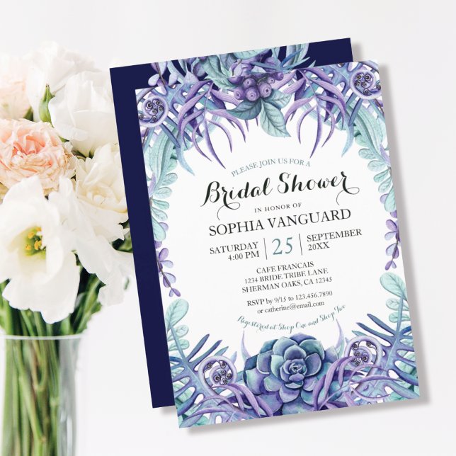 Invitación Moda Morado Acuarela Floral Bridal Shower (Subido por el creador)