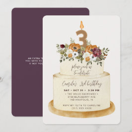 Invitación Moda Morado Caída Otoño Tercer Pastel de Cumpleaño