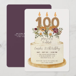 Invitación Moda Morado Otoño 100.º Pastel de Cumpleaños