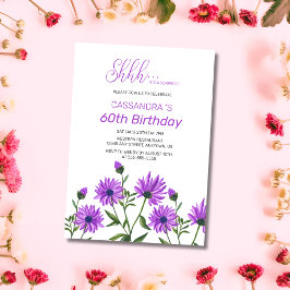 Invitación Moda Morado Xeranthemum Floral Sorpresa Cumpleaños