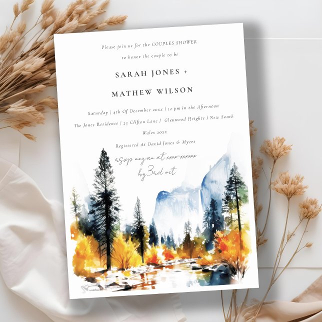 Invitación Moda Mountain River Fall Paisaje Parejas Ducha (Subido por el creador)