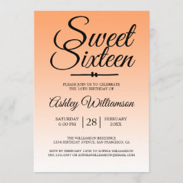 Invitación Moda Naranja tropical Ombre Sweet 16 16º cumpleaño
