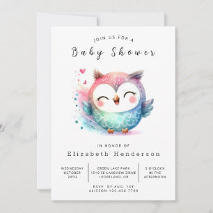 Invitación Moda Nature Owl Baby Shower