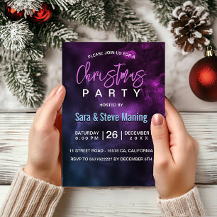 Invitación Moda Navidades de arte elegantes de mármol azul vi