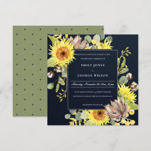 Invitación Moda NAVY FLOWER EUCALYPTUS BODA FLORAL PINO