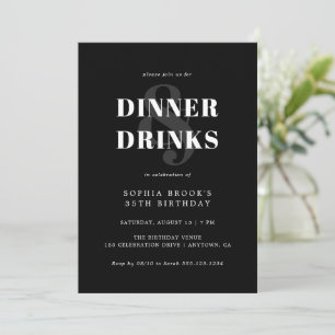 Invitación Moda Negra negrita Typografía Adulto Cumpleaños Ce
