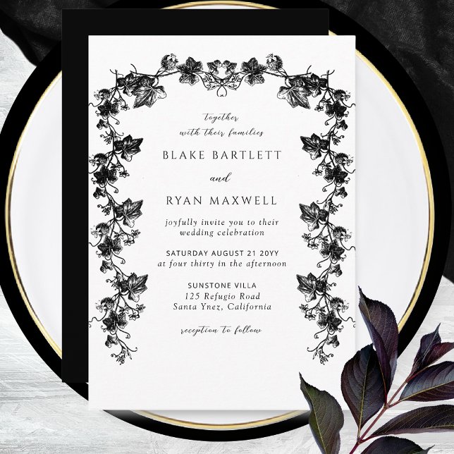 Invitación Moda Negro Encantando Boda de los Jardín Botánico (Subido por el creador)