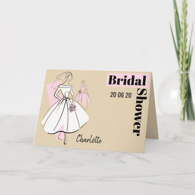 Invitación Moda Novia Neutral Bridal Shower beige H (Anverso)