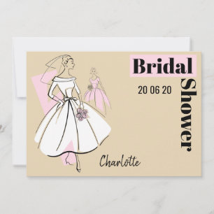 Invitación Moda Novia Neutral Bridal Shower horizontal