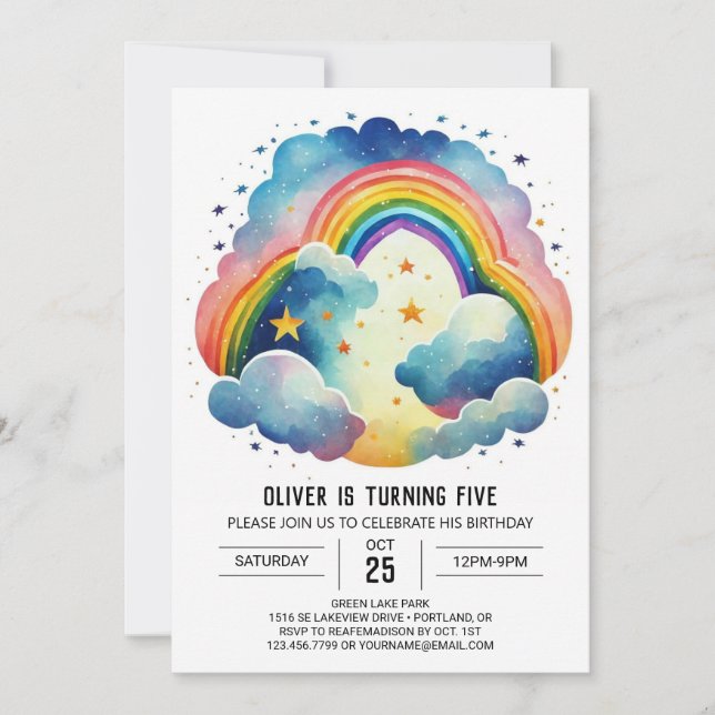 Invitación Moda Nubes simples Cumpleaños (Anverso)