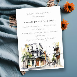 Invitación Moda Nueva Orleans Louisiana acuarela Cumpleaños