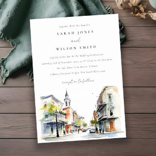 Invitación Moda Nueva Orleans Louisiana Watercolor Boda