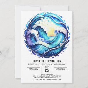 Invitación Moda Olas submarinas Niños Cumpleaños