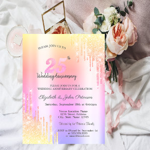 Invitación Moda Ombre Purpurina lleva el 25° aniversario de B