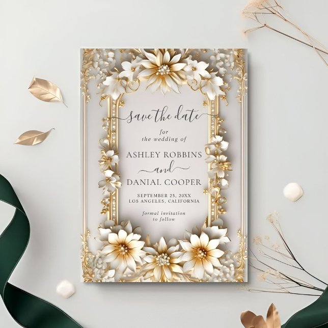 Invitación Moda Ornate floral Estilo Amarillo Guardar la fech (Subido por el creador)