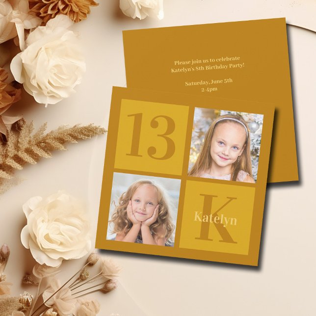 Invitación Moda Oro 2 Personalizado de Collage de fotos Fiest (Subido por el creador)