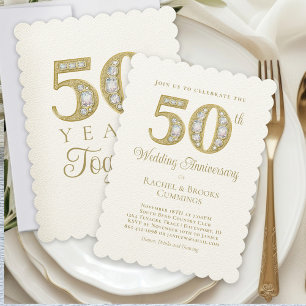 Invitación Moda Oro 50 aniversario Boda