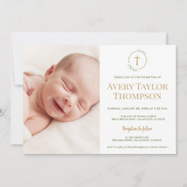 Invitación Moda Oro Cruz Acuarela Personalizado Foto Bautismo