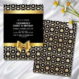 Invitación Moda Oro Egipto Oro Geométrico Bow 16 cumpleaños