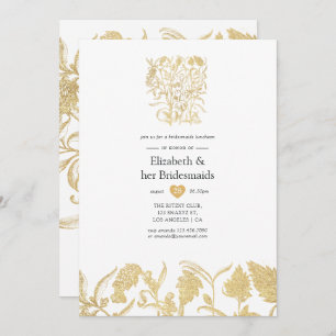 Invitación Moda Oro Floral Bridesmaids Luncheon