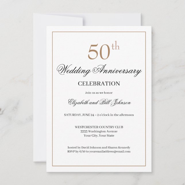 Invitación Moda Oro Negro 50 Aniversario Boda (Anverso)