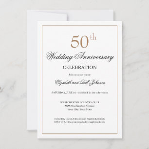 Invitación Moda Oro Negro 50 Aniversario Boda