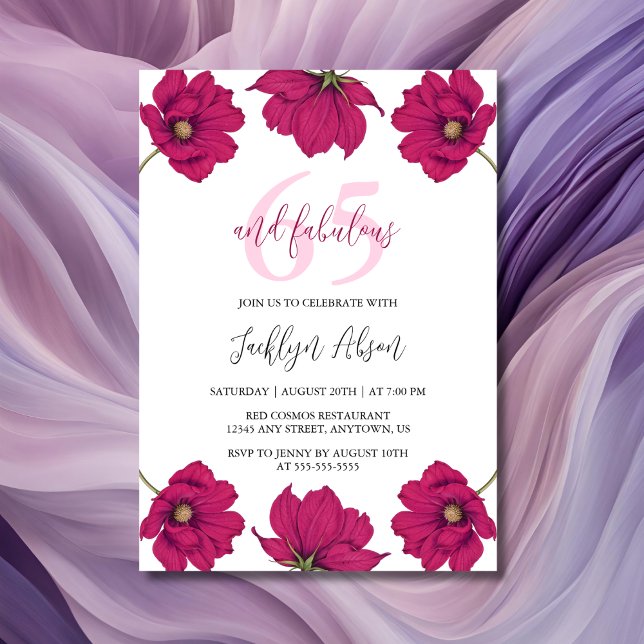 Invitación Moda Oscuro Cosmos Floral Nacimiento Botánico Flor (Subido por el creador)