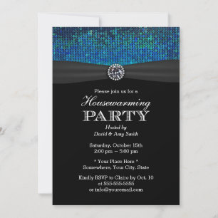 Invitación Moda Paillettes Verde azulados y azules Diamond Ho