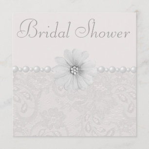 Invitación Moda Paisley Lace, Flores y Perlas Bridal Shower