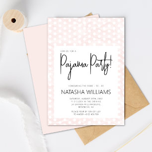 Invitación Moda Pajama Fiesta Pastel Pink Polka Dots