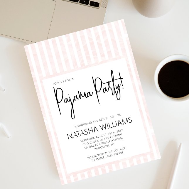 Invitación Moda Pajama Tiras Fiesta de madera Pastel Rosa (Subido por el creador)