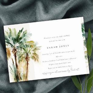 Invitación Moda Palm Trees de acuarela tropical Baby Shower