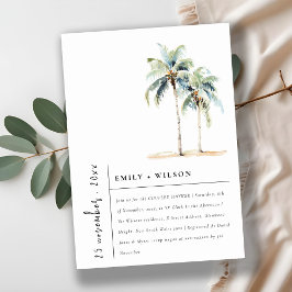 Invitación Moda Palmeras Mínimas Ducha De Parejas Tropicales