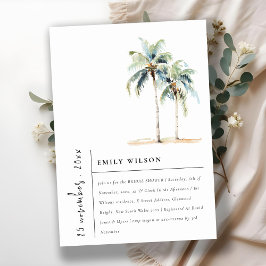Invitación Moda Palmeras Mínimas Ducha Tropical Bridal