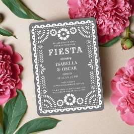 Invitación Moda Papel gris Picado Boda Ensayo Cena