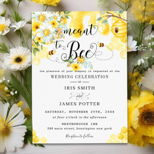 Invitación Moda para ser Boda de Abejas Amarillas Florales