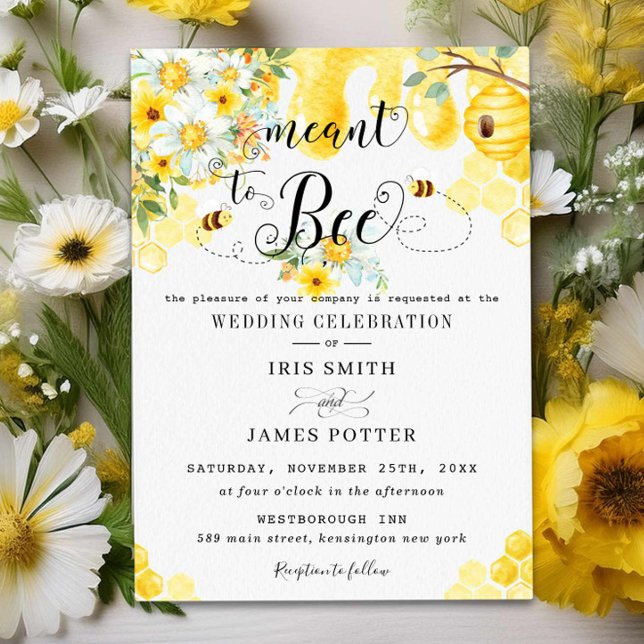 Invitación Moda para ser Boda de Abejas Amarillas Florales (Subido por el creador)