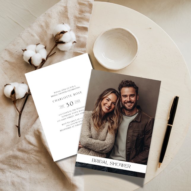 Invitación Moda Pareja Foto Moderna Sencilla Ducha Bridal (Subido por el creador)