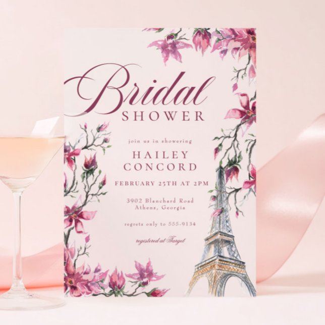 Invitación Moda Paris Cherry Blossom Pink Bridal Shower (Subido por el creador)