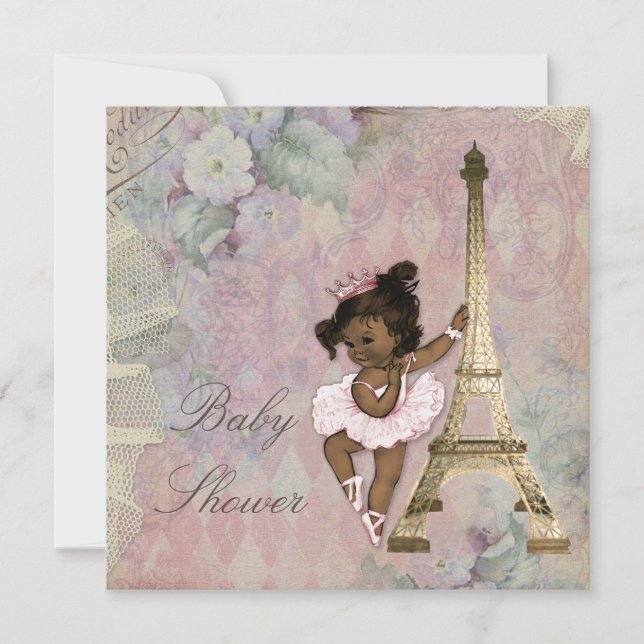 Invitación Moda Paris Étnica Princesa Ballerina Baby Shower (Anverso)