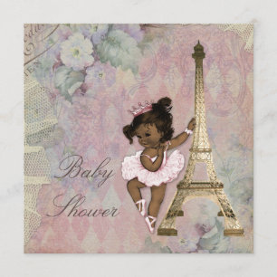 Invitación Moda Paris Étnica Princesa Ballerina Baby Shower