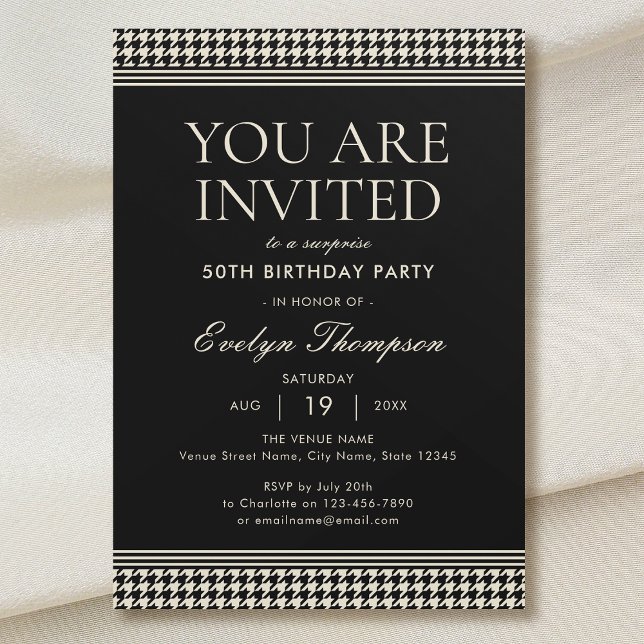 Invitación Moda Partido de Cumpleaños Sorpresa 50.º Blanco-Ne (Subido por el creador)